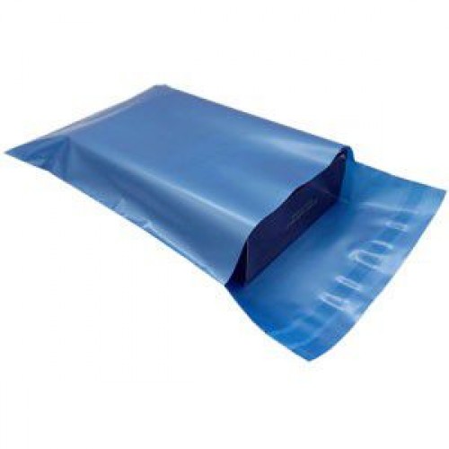 Blue Opaque Stock Mailing Bags - 55mu - With Printed Warning Notice